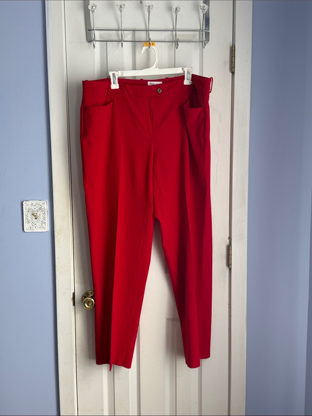 Calvin Klein Red Straight-Leg Dress Pants